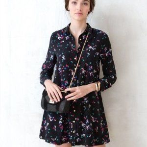 Sezane floral silk shirt dress